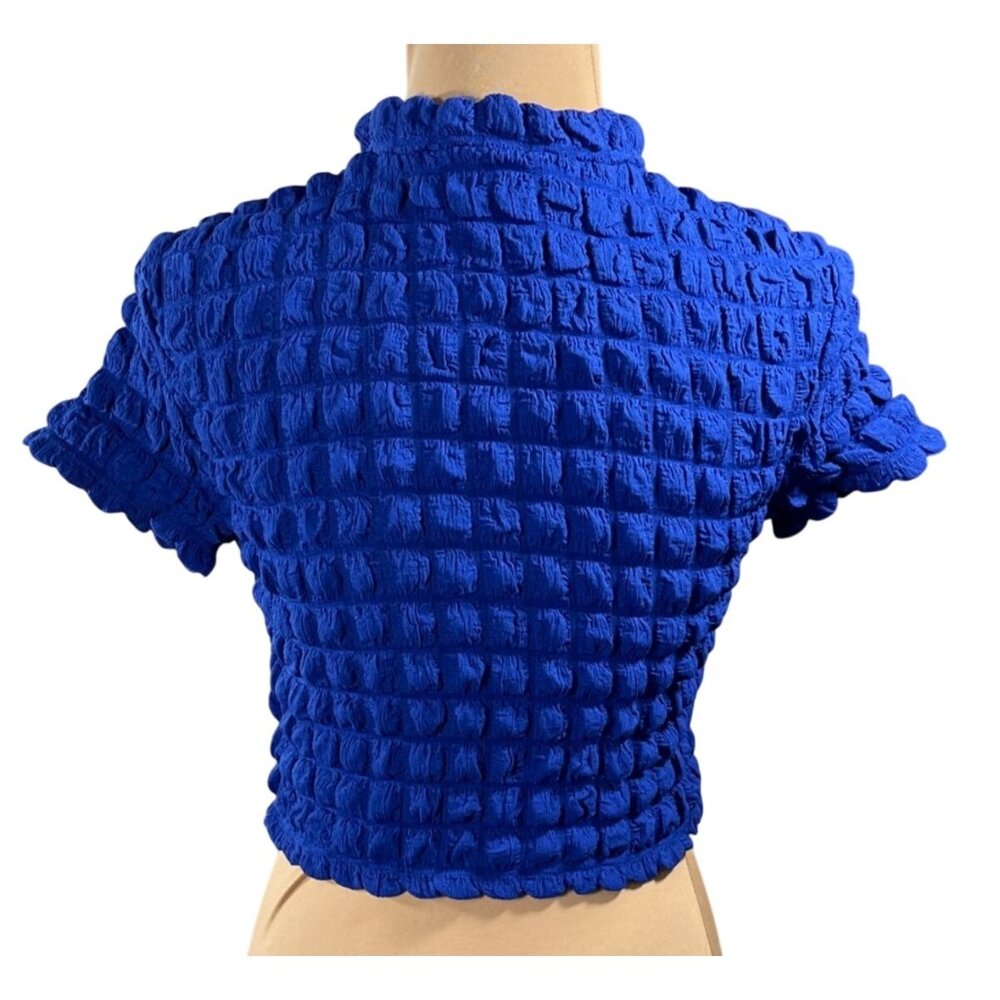 Urban Outfitters Cropped Top Bubble Knit Stretch M Medium Mock Neck - Picture 3 of 6
